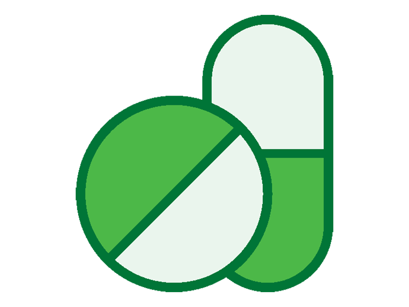 Graphic of two two-toned pills.