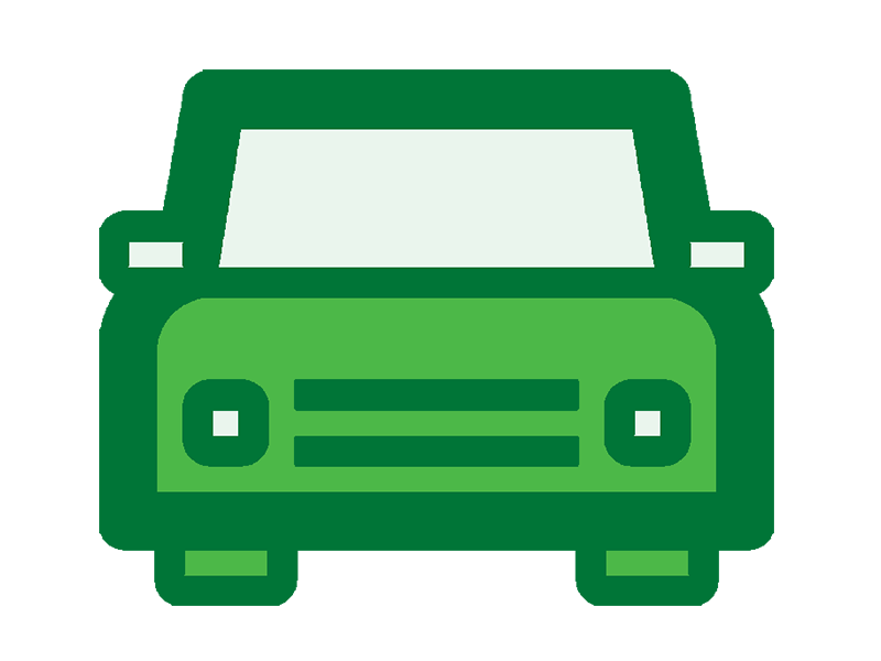 Graphic of a green car from the front.