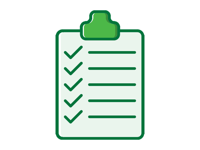 Graphic of a clipboard with a checklist.